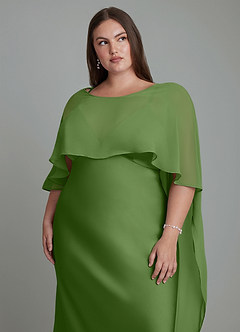 Azazie Stefania Robes de demoiselle d'honneur Robe Trapèze en Satin extensible Basilic image14