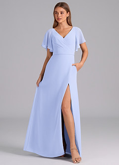 Azazie Ambrosia Bridesmaid Dresses Lavender A-Line Pleated Chiffon Dress image3