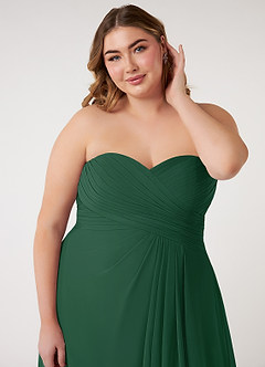 Azazie Arabella Allure Brautjungfernkleider Wandelbar A-Linie Herzausschnitt Chiffon Kleid Dunkelgrün image18