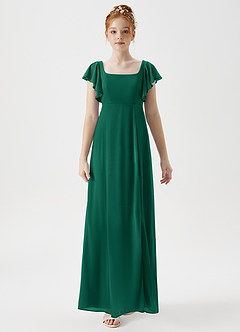 Azazie Bondi Junior A-Linie Seitliche Cut-Outs Gittergewebe Kleid Smaragd image4