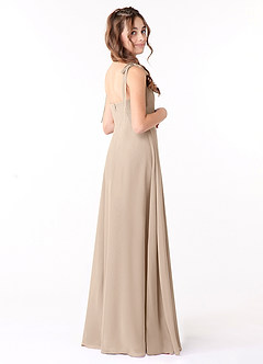 Azazie Rosey Junior Taupe A-Line Sweetheart Neckline Chiffon Dress image4