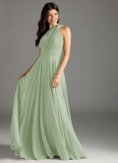 Azazie Charlize Bridesmaid Dresses Dusty Sage A-Line One Shoulder Chiffon Dress image3