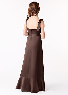 Azazie Barbara Junior Ganache A-Line Bow Stretch Satin Dress image3