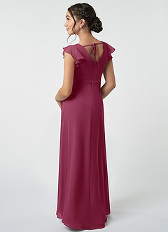 Azazie Claudine Junior Mulberry A-Line Pleated Chiffon Dress image4