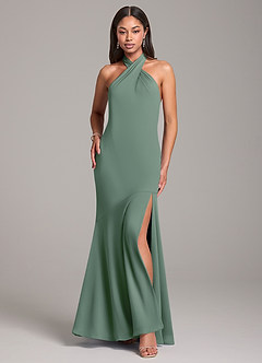 Azazie Lorena Brautjungfernkleider Meerjungfrau-Linie Plissee Chiffon Kleid Eukalyptus image1