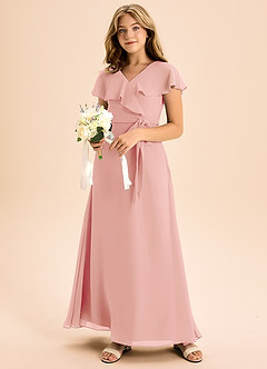 Azazie Lainey Junior Rosette A-Line with Pockets Chiffon Dress image6