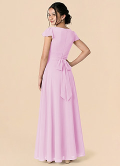 Azazie Payton Candy Pink A-Line Bow Chiffon Dress image2