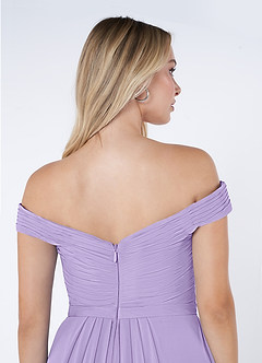 Azazie Audrianna Bridesmaid Dresses Lilac A-Line Off-The-Shoulder Gathered Chiffon Convertible Dress image6