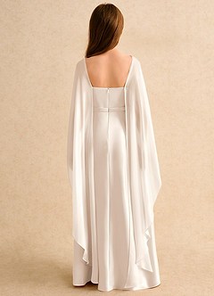 Azazie Fishie Girls Formal 플라워 걸 드레스 A라인 매트 새틴 플로어 길이 드레스 image2