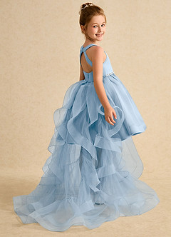 Azazie Julietta Flower Girl Dresses Powder Blue Ball-Gown Convertible Tulle Dress image6