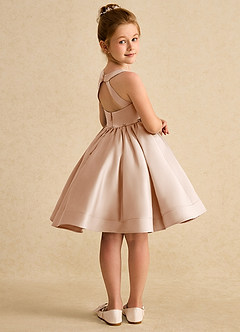 Azazie Julietta Robe Demoiselle D'honneur Fillette Robe Princesse en Tulle Convertible Rose Perle image8