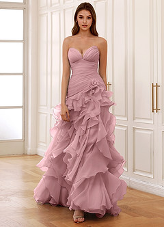 Christabelle Blasses Pink Korsett-Strass-Abendkleid aus durchsichtiger Spitze image5