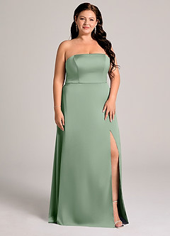 Azazie Wren Bridesmaid Dresses Matcha A-Line Strapless Stretch Satin Convertible Dress image9