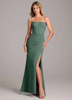 Azazie Chantel Bridesmaid Dresses Sea Moss Sheath Strapless Chiffon Convertible Dress image5