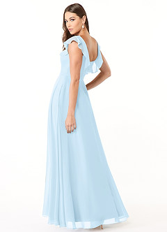 Azazie Jinny Bridesmaid Dresses Sky Blue A-Line Square Neckline Ruched Chiffon Dress image4