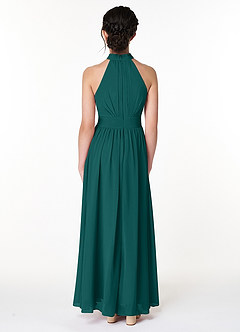 Azazie Iman Junior Peacock A-Line Pleated Chiffon Dress image2