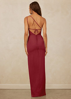 Christian Siriano Bridal for Azazie 1003 Bridesmaid Dresses Pomegranate Sheath One Shoulder Chiffon Dress image2