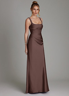 Azazie Agustina Bridesmaid Dresses Ganache Mermaid Corset Stretch Satin Dress image4