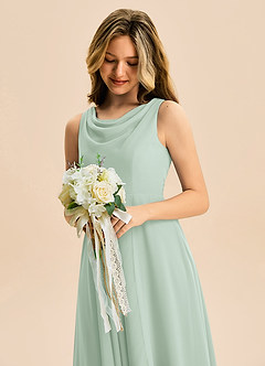 Azazie Mannie Junior Linia A Pofałdowany Szyfon Asymetryczny Młodsza druhna Sukienka image7