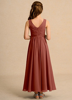 Azazie Ducky Junior Formal Flower Girl Dresses Auburn A-Line Pleated Chiffon Dress image2