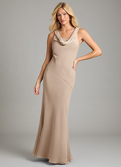 Azazie Rylina Bridesmaid Dresses Taupe Mermaid Pleated Chiffon Dress image1