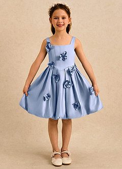 Azazie Lillian vestidos de niña de las flores Vestido Hielo de Satin Mate de Vestido de princesa con Plisado image3