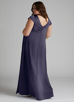 Azazie Allessia Robes de demoiselle d'honneur de maternité Robe Trapèze Plissée Longueur ras du sol Satin extensible image9