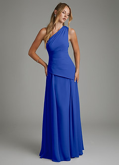 Azazie Holly Bridesmaid Dresses Royal Blue A-Line Corset Chiffon Dress image3