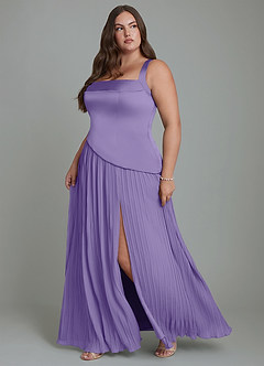 Azazie Stephanie Robes de demoiselle d'honneur Robe Trapèze en Satin extensible Plissé Tahiti image11