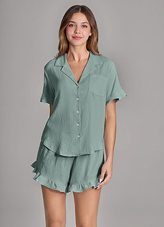 front Ruffled Cloud-Soft Pajama Set