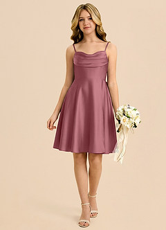 Azazie Bear Junior Desert Rose A-Line Sweetheart Neckline Stretch Satin Dress image1