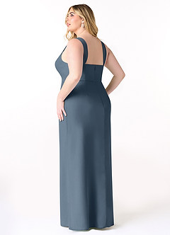 Azazie Denice Brautjungfernkleider Etui Gefaltet Chiffon Kleid Neptunblau image12