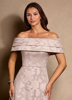 Azazie New Britain Mother of the Bride Dresses Blushing Pink A-Line Pleated Floral Burnout Dress image5