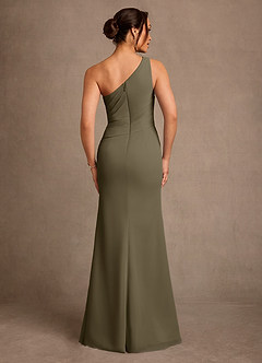 Azazie Floy Abiti per la Madre della Sposa Abito Tubino in Chiffon Monospalla Willow Green image3