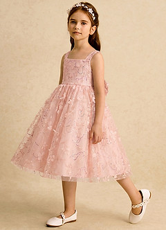 Azazie Bean Robe Demoiselle D'honneur Fillette Robe Princesse en Tulle Arc Rosette image5