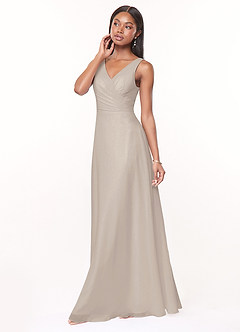 Azazie Nala Brudtärnklänningar Klänning av A-Linje i Chiffong Plisserad Frost image3