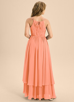 Azazie Elliora Junior A-Linie Plissee Chiffon Kleid Sonnenuntergang image2