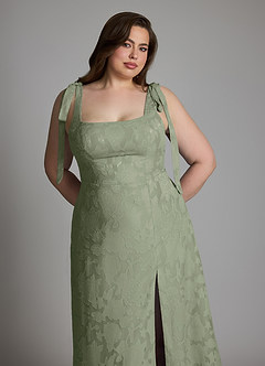 Azazie Debra Bridesmaid Dresses Pistachio A-Line with Pockets Floral Burnout Dress image13