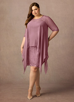 Azazie Flo Mother of the Bride Dresses Vintage Mauve A-Line Lace Chiffon Dress image6