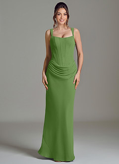 Azazie Niamh Brautjungfernkleider Meerjungfrau-Linie Korsett Chiffon Kleid Basilikum image3