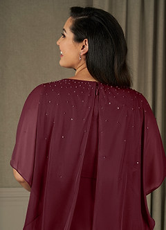 Azazie Aspyn Mother of the Bride Dresses Cabernet Sheath Beaded Mesh Dress image14