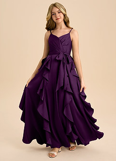 Azazie Peyton Junior Klä av A-Line i Stretch Satin Plisserad image5