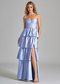 Azazie Faye Bridesmaid Dresses Ice A-Line Ruched Stretch Satin Dress image4
