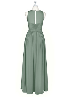 Azazie Nina 신부 들러리 드레스 A라인 주름진 쉬폰 바닥 길이 드레스 image7