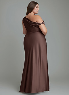 Azazie Emerson Jurken voor bruidsmeisjes Jurk van Stretch Satijn met Zeemeermin Off-shoulder Ganache image2
