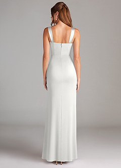 Azazie Denice Bridesmaid Dresses White Sheath Pleated Stretch Satin Dress image2