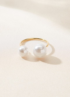 Bague ouverte à double perle