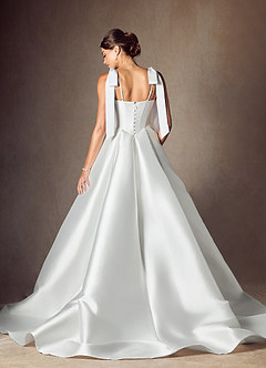 Azazie Kaydence Wedding Dresses Diamond White A-Line with Pockets Mikado Dress image2