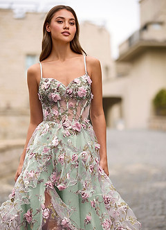 Elara Pink 3D Floral Prom Dress image9