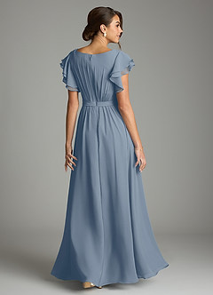 Azazie Daphne Modest Bridesmaid Dresses A-Line Ruffled Chiffon Floor-Length Dress image2